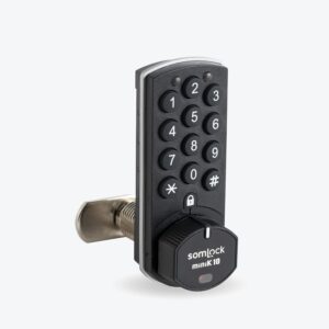 miniK10 Standard Electronic Cabinet Lock – 12-Button Keypad, 10-Year Battery Life, IP54 Waterproof Rating, Compact Design, Surface & Flush Mount, Black/White